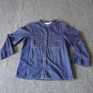 Liz Claiborne Denim Shirt Womens Petite Medium Lizwear‎ Jeans Blue Top